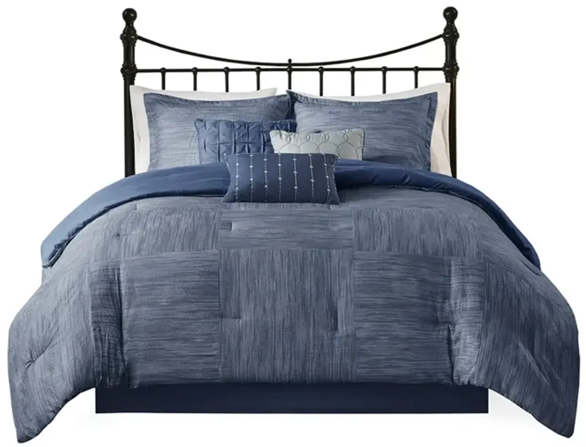 Gracie Mills Tabatha Modern 7-Piece Printed Seersucker Comforter Set