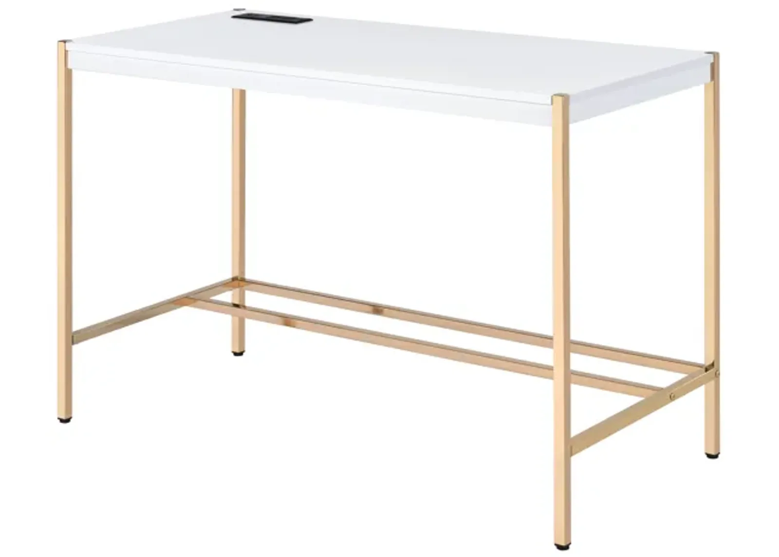 ACME Midriaks Writing Desk w/USB, White & Gold Finish