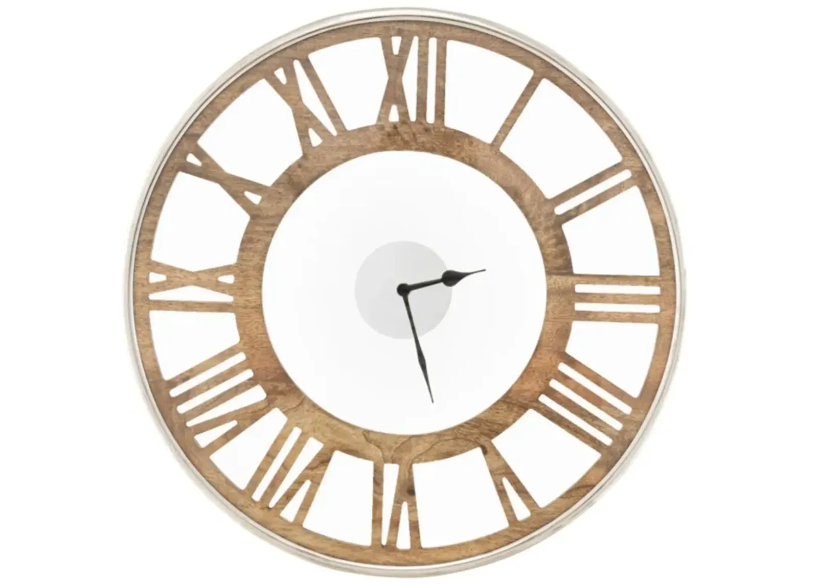 Hivvago Natural Wood 16 inch Classic Farmhouse Roman Numerals Wall Clock