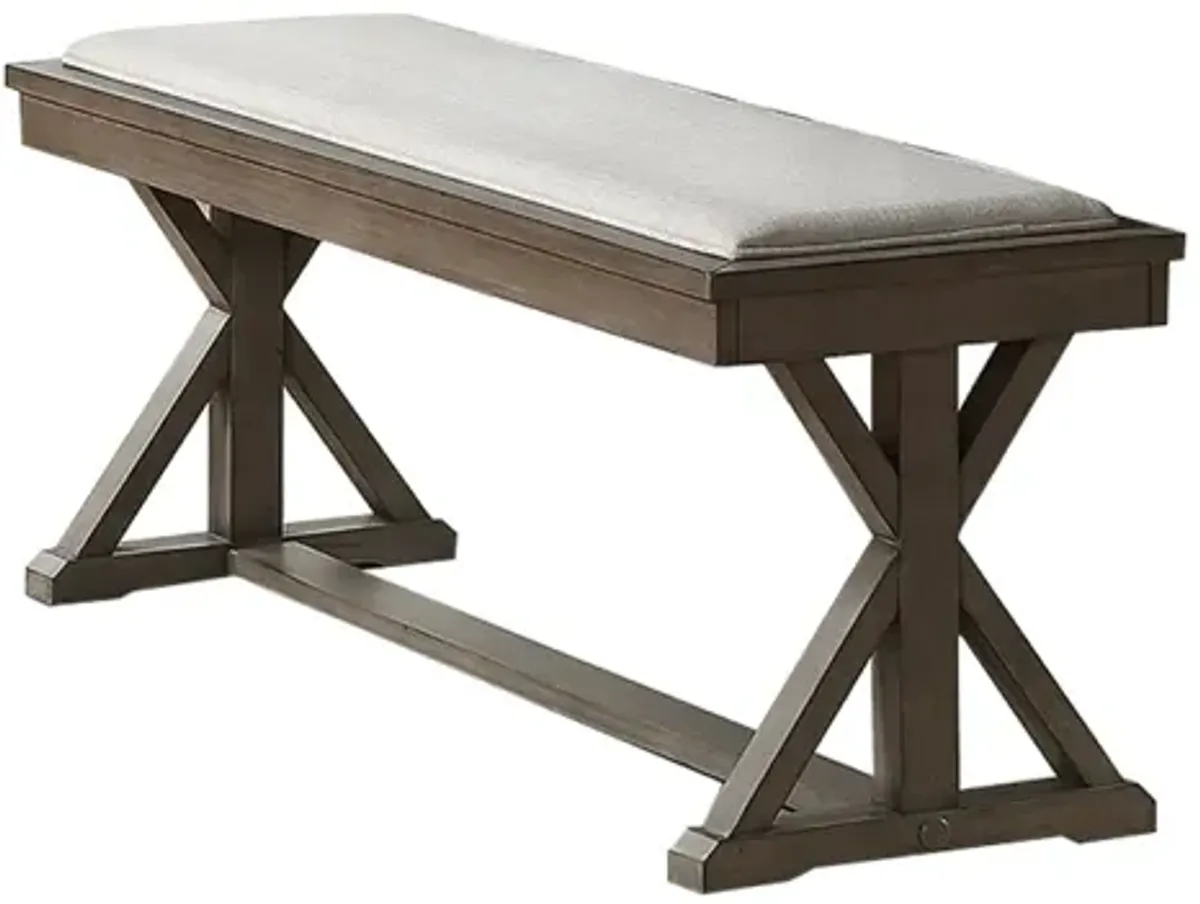 White Fabric Upholstery Dining Bench, Grey