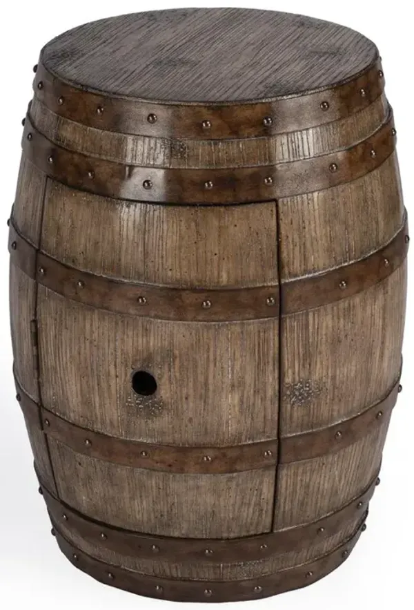 Butler Specialty Lovell Rustic Barrel Side Table, Medium Brown