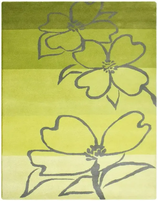 RUGSOTIC CARPETS HAND TUFTED WOOL ECO-FRIENDLY AREA RUGS  - 5'x7'6'', Rectangle Shape, Green, Floral Modern Design, High Pile Thick Handmade Anti Skid Area Rugs for Living Room, Bed Room (K03108)