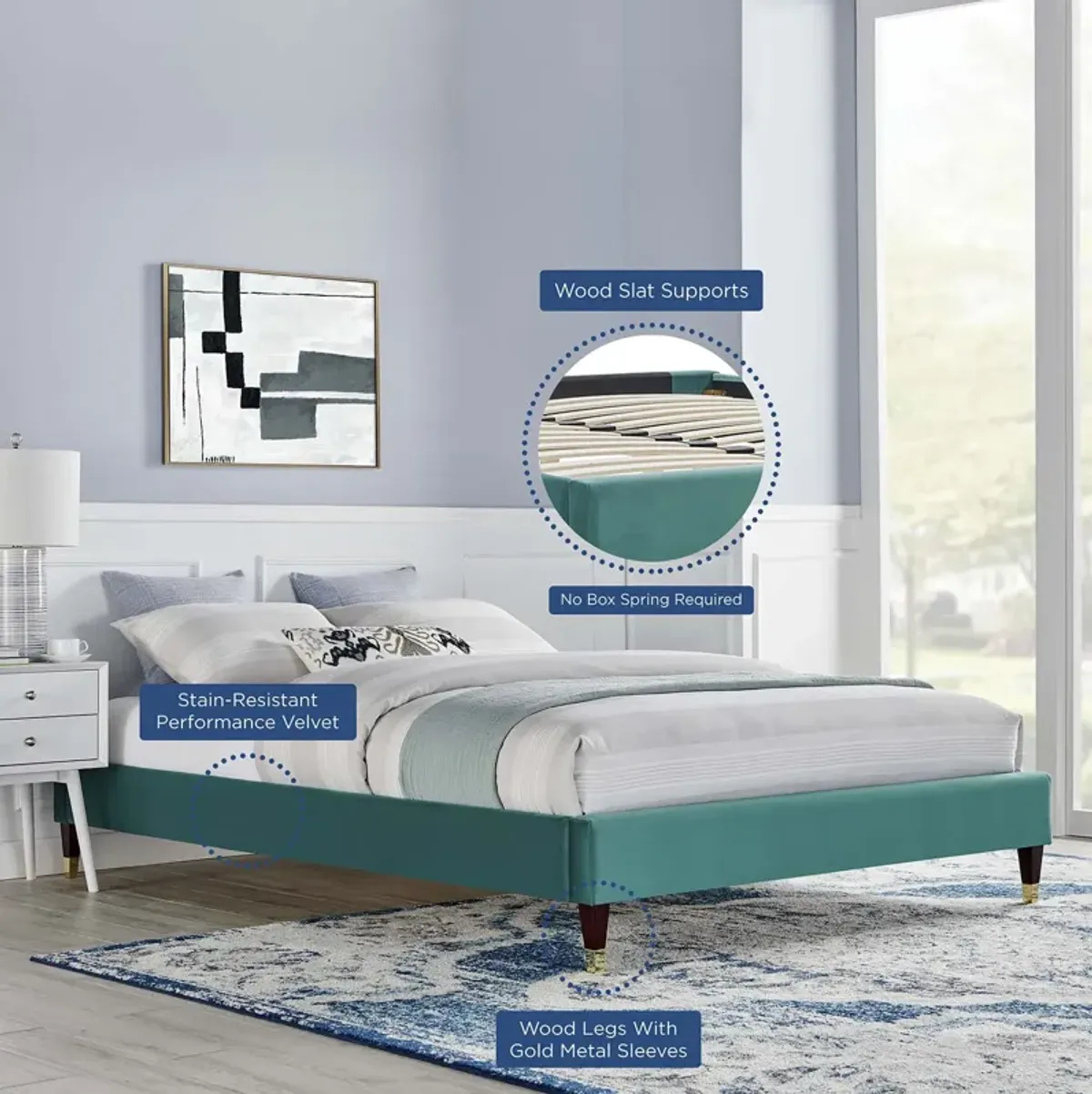 Modway - Harlow Full Performance Velvet Platform Bed Frame