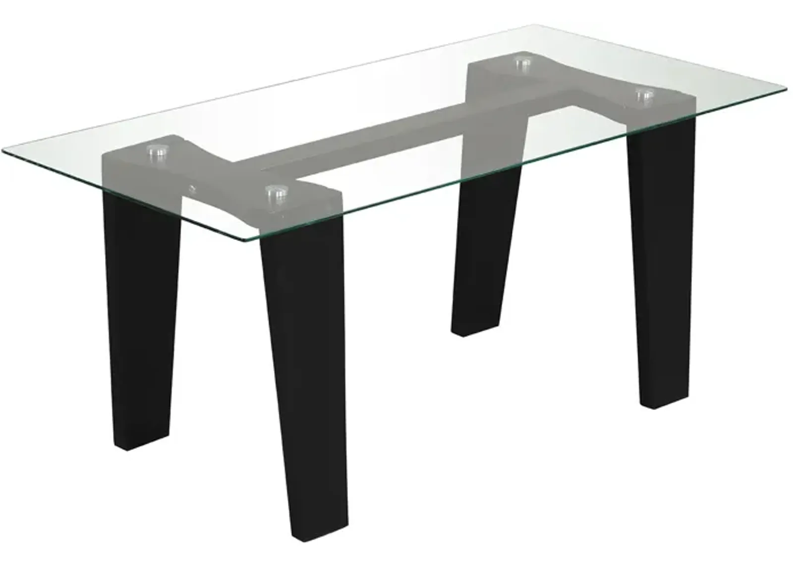 39.5 Inch Glass Coffee Table Modern Rectangular Center Table with Solid Rubber Wood Legs