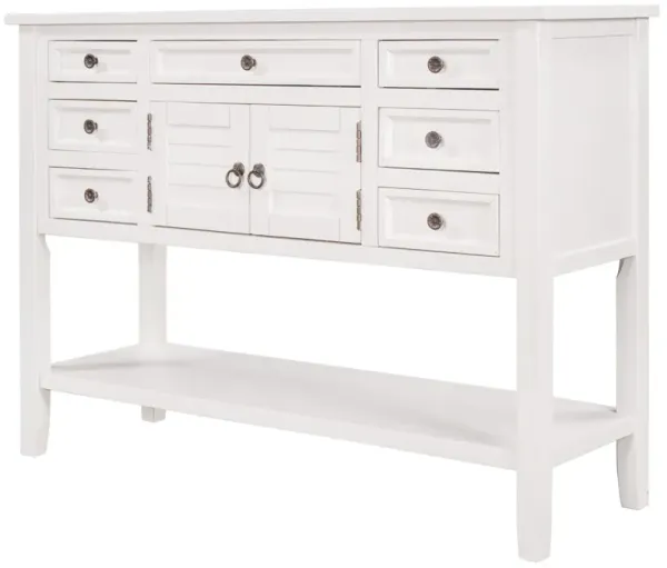 44.5" Modern Console Table Sofa Table for Living Room with 7 Drawers, 1 Cabinet and 1 Shelf