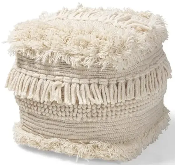 Baxton Studio Bartow Moroccan Inspired Beige Handwoven Cotton Pouf Ottoman