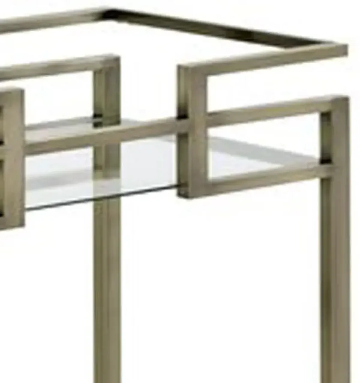 2 Tier Serving Cart with Faux Marble and Metal Frame, Silver-Benzara