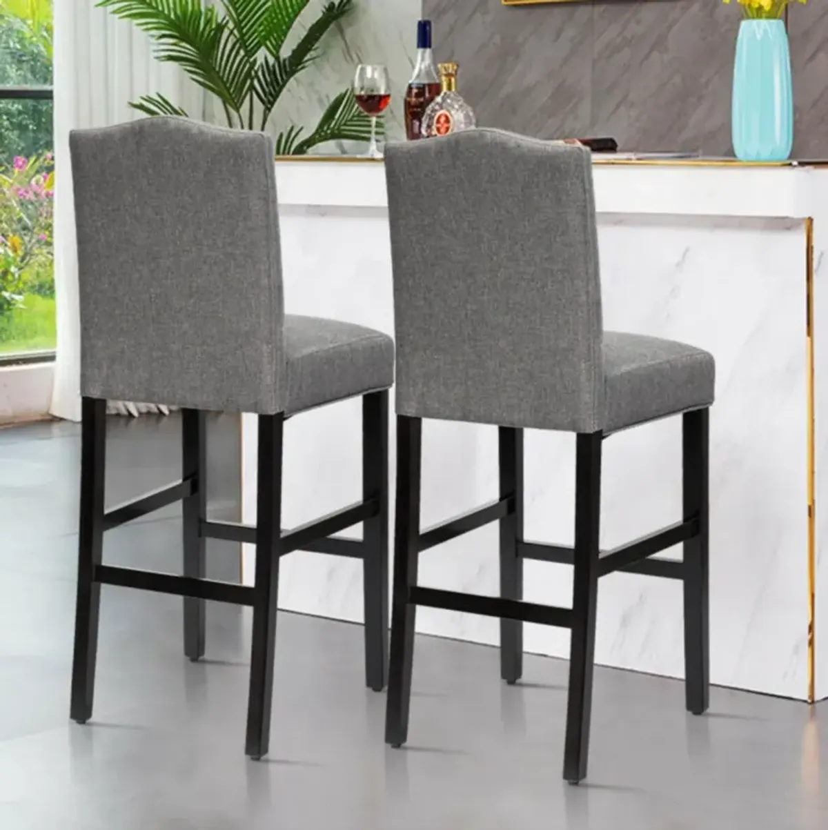 Hivvago Set of 2 Counter Height Dining Side Barstools with Thick Cushion