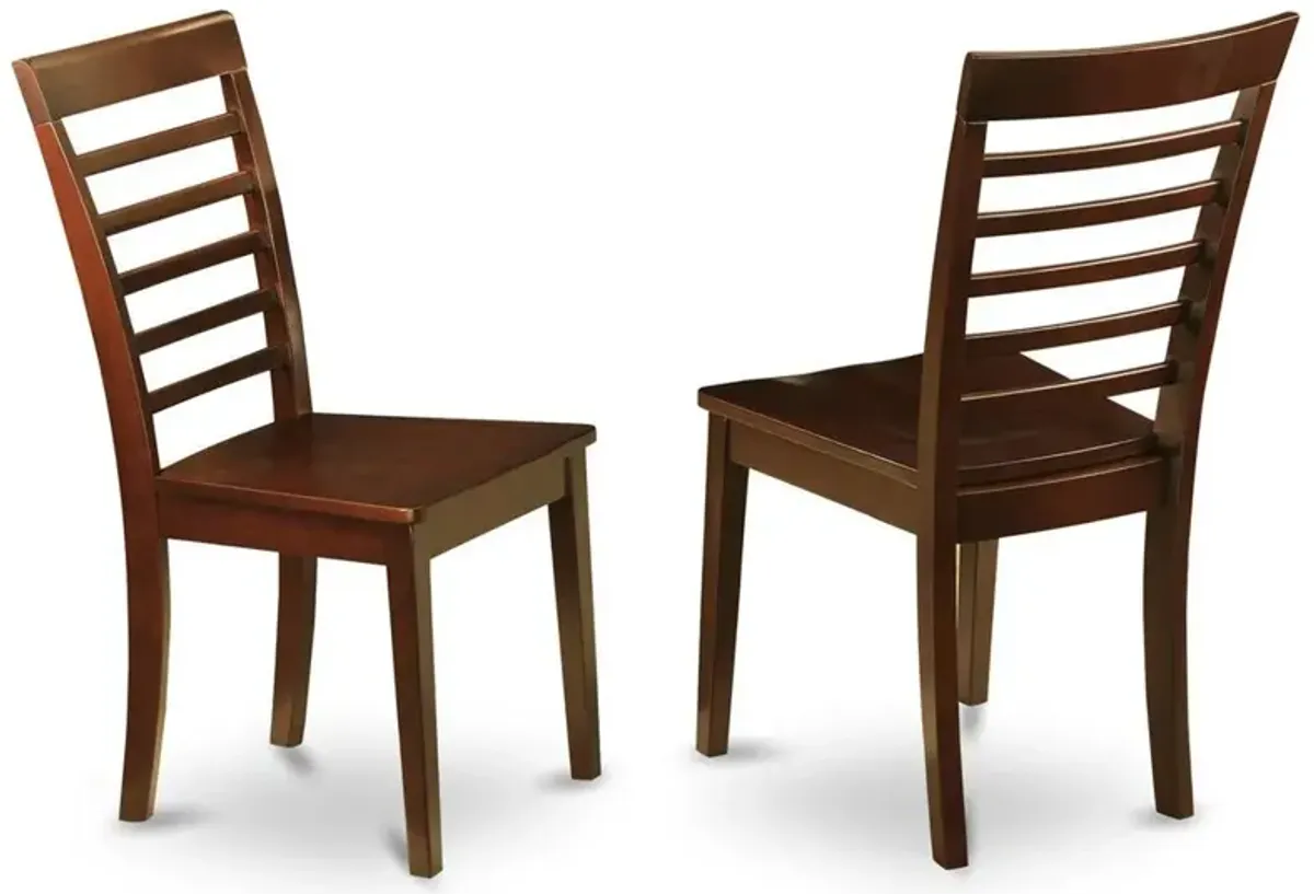 Milan Chair with Wood Seat - Mahogany Finish, Set of 2