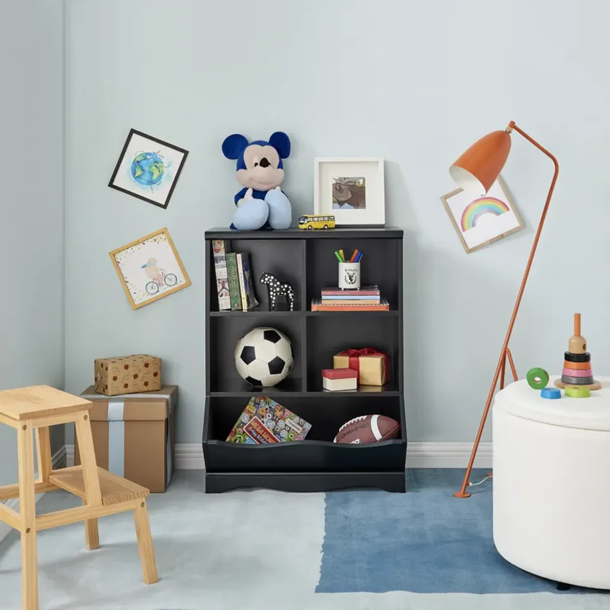 Five-Cubby Open Storage Cabinet