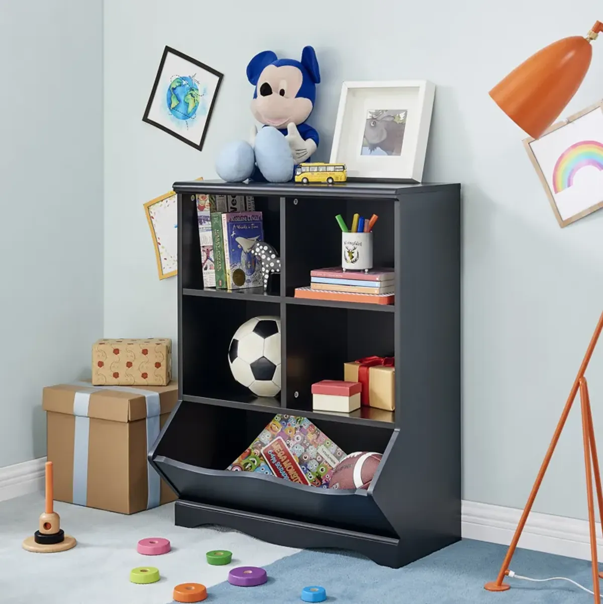 Five-Cubby Open Storage Cabinet