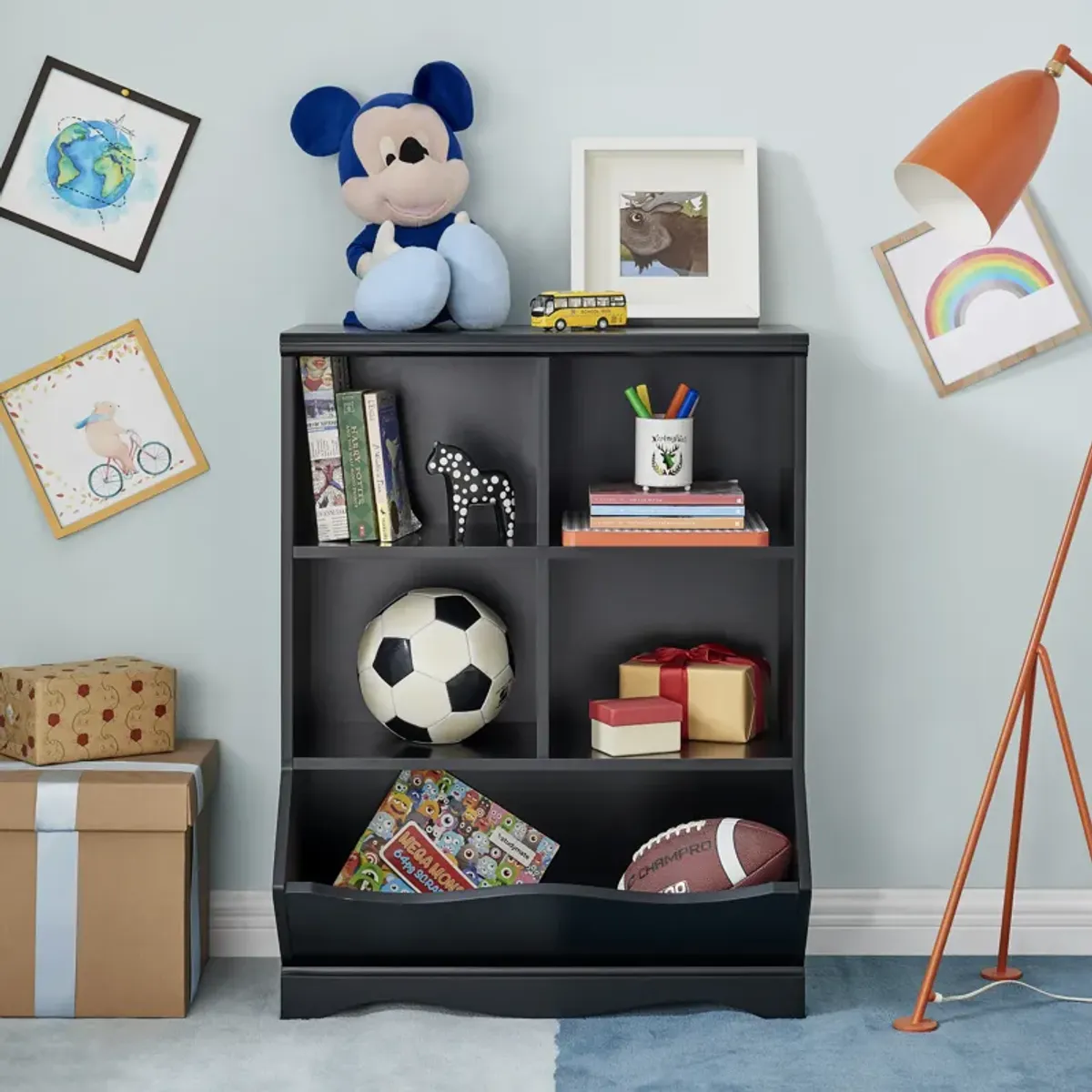 Five-Cubby Open Storage Cabinet