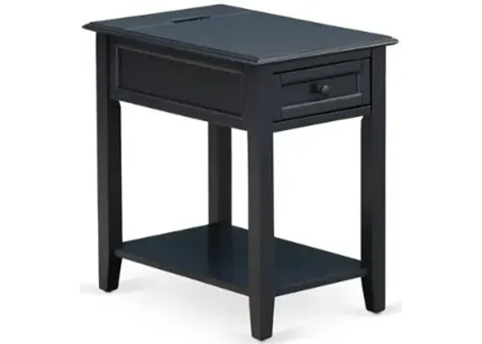 East West Furniture DE-15-ET Mid Century Night stand For Bedroom with 1 Wooden Drawer, Stable and Sturdy Constructed - Navy Blue Finish