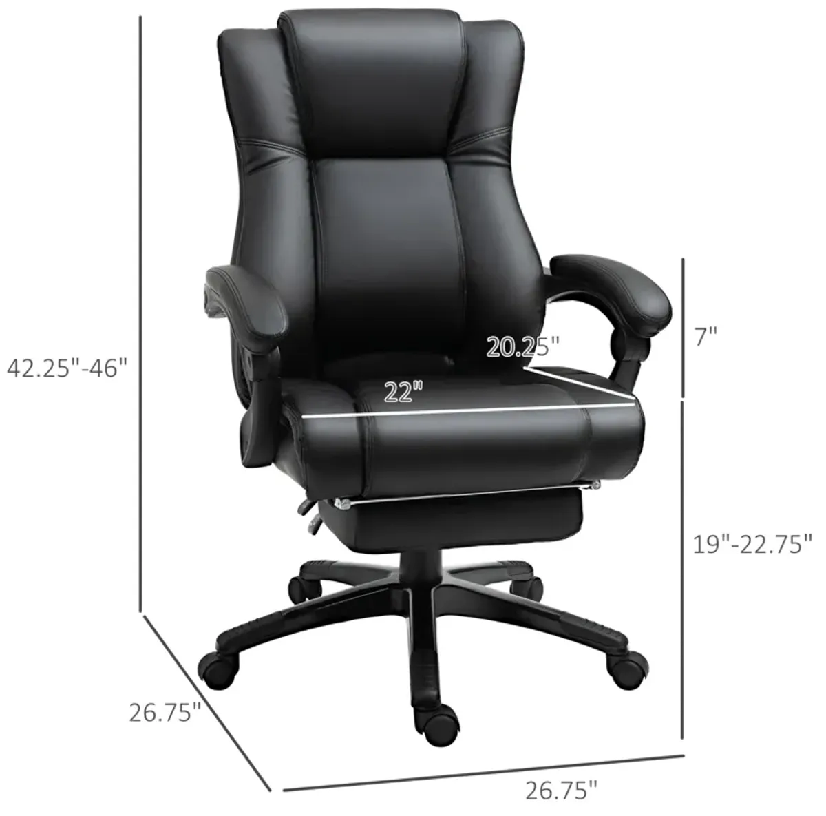 Black Executive Comfort: High Back Office Chair with Footrest