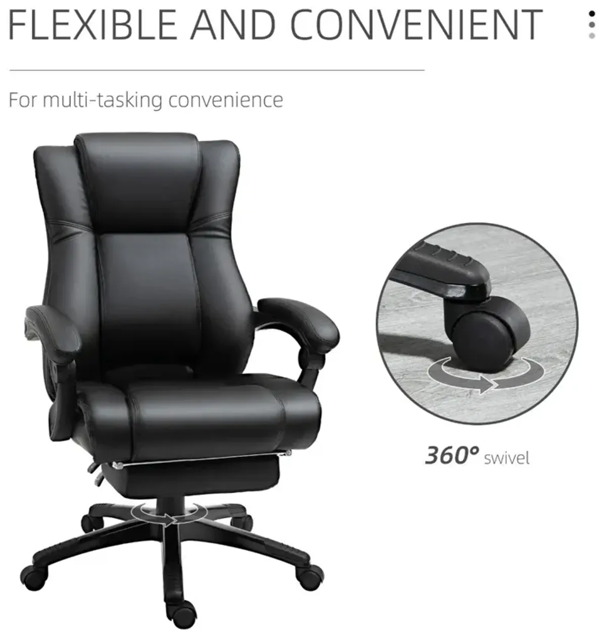 Black Executive Comfort: High Back Office Chair with Footrest