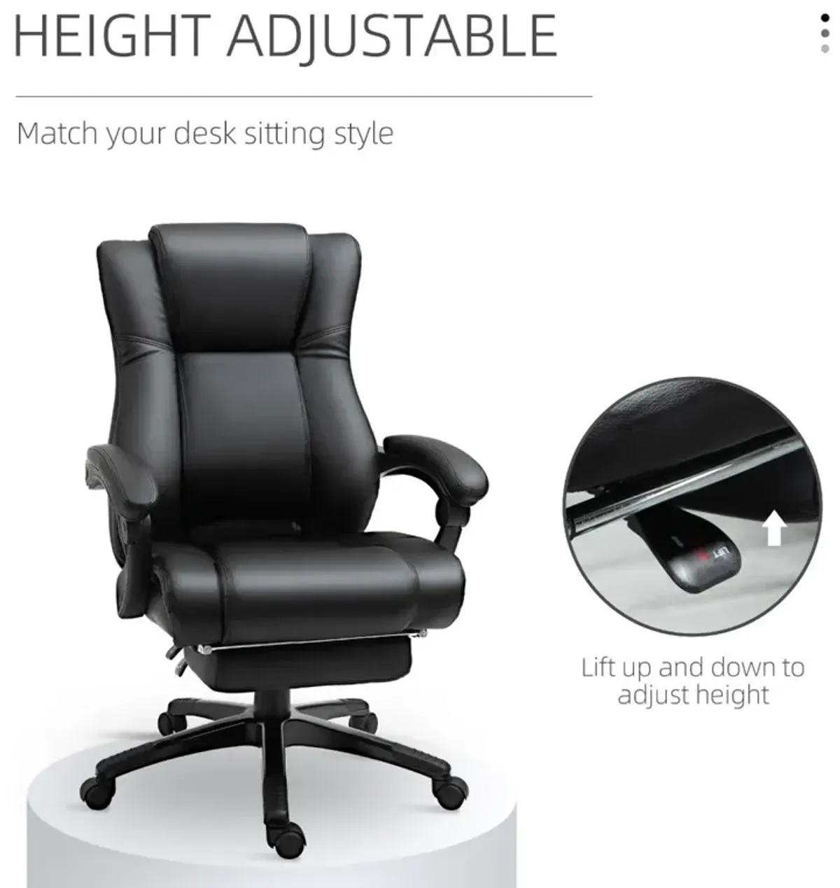 Black Executive Comfort: High Back Office Chair with Footrest