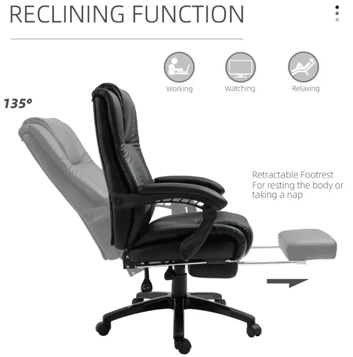 Black Executive Comfort: High Back Office Chair with Footrest