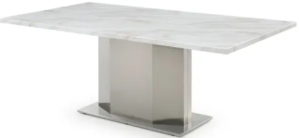 Marble table with stainless steel base