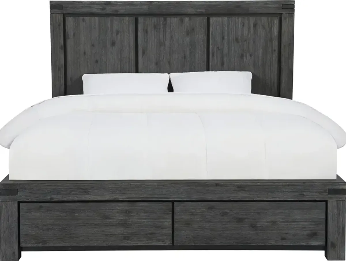 Meadow California King-Size Solid Wood Storage Bed in Graphite