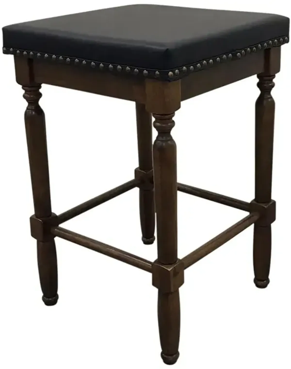 Carolina Living Biltmore Saddle Barstool - Set of 2 - Rustic - Black Upholstery