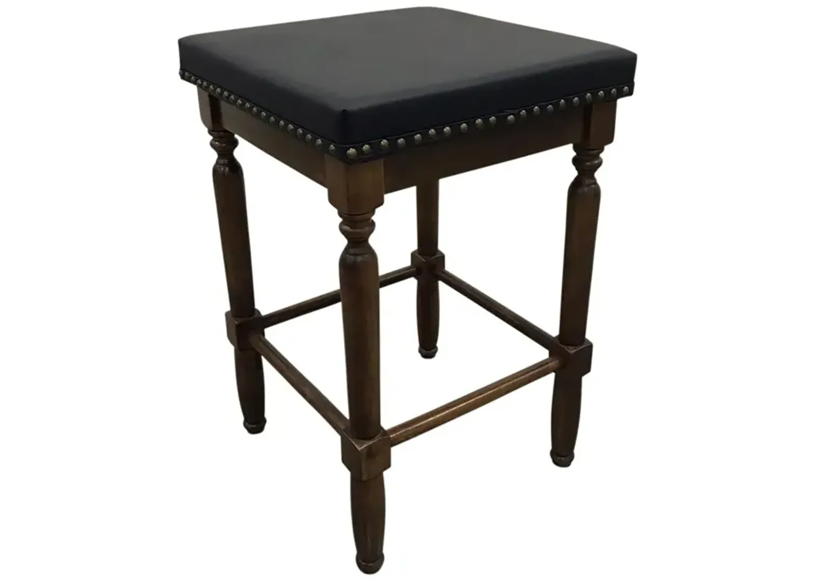 Carolina Living Biltmore Saddle Barstool - Set of 2 - Rustic - Black Upholstery