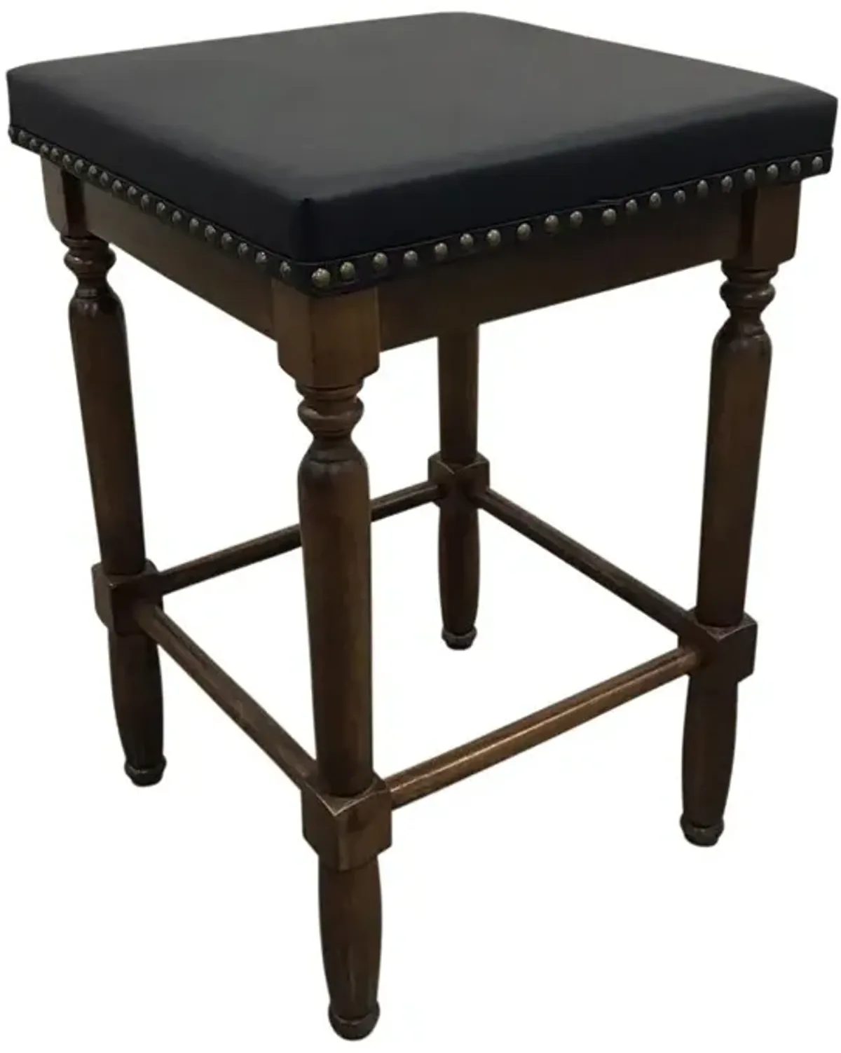 Carolina Living Biltmore Saddle Barstool - Set of 2 - Rustic - Black Upholstery