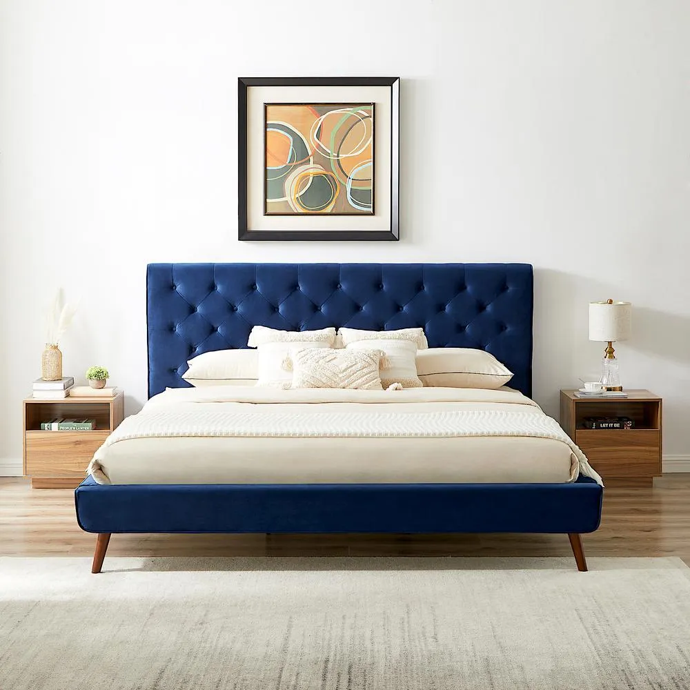 Ashcroft Furniture Co Dillon King Velvet Platform Bed