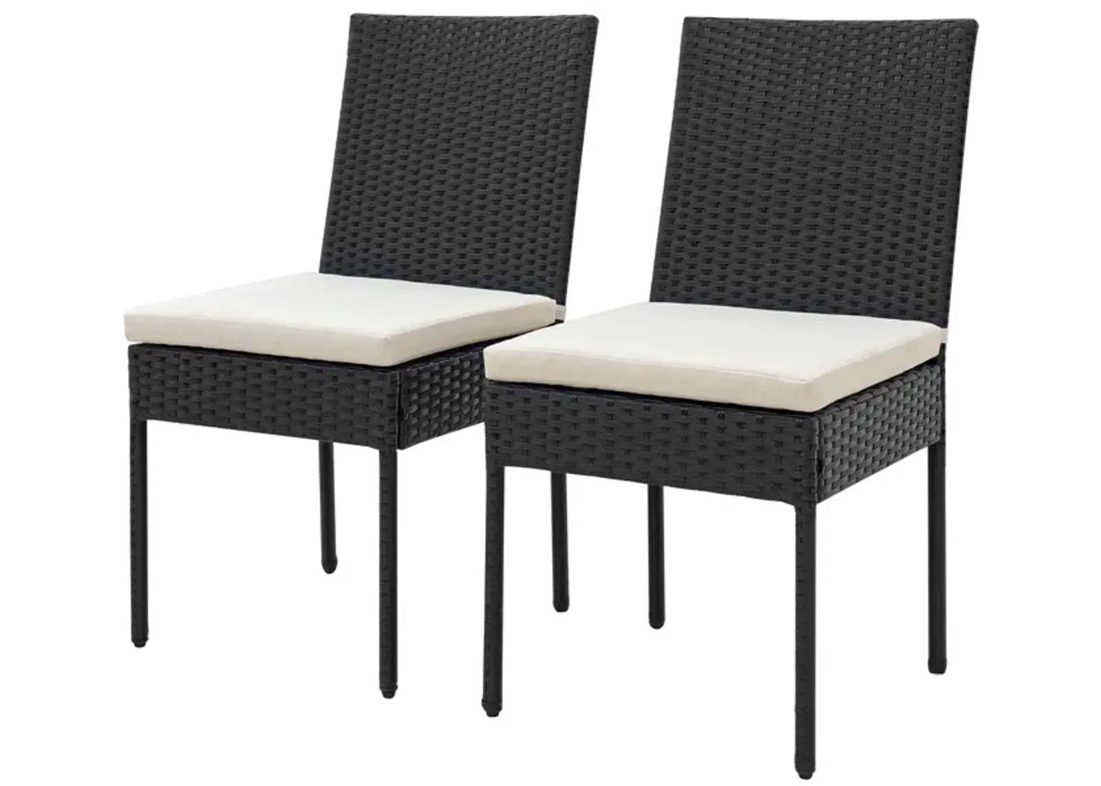 PE Wicker Patio Chairs Set of 2 with Cushions for Porch Deck Garden and Backyard-2 Pieces