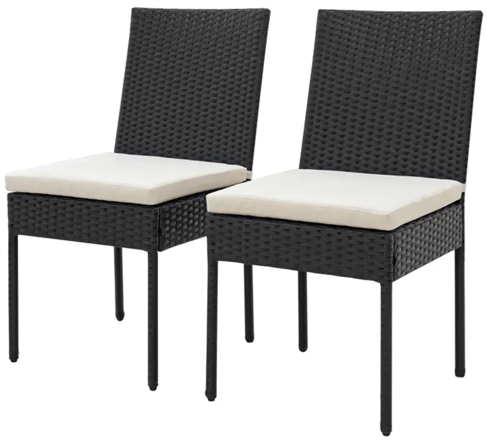 PE Wicker Patio Chairs Set of 2 with Cushions for Porch Deck Garden and Backyard-2 Pieces