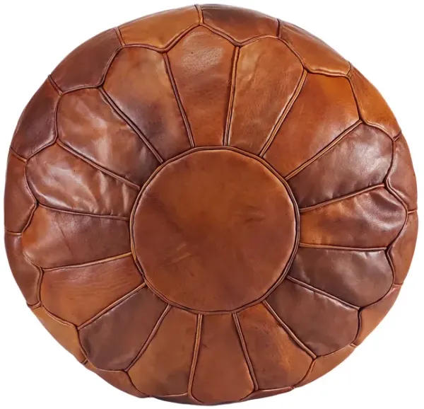 Handmade Moroccan Ottoman, Genuine Leather Pouf