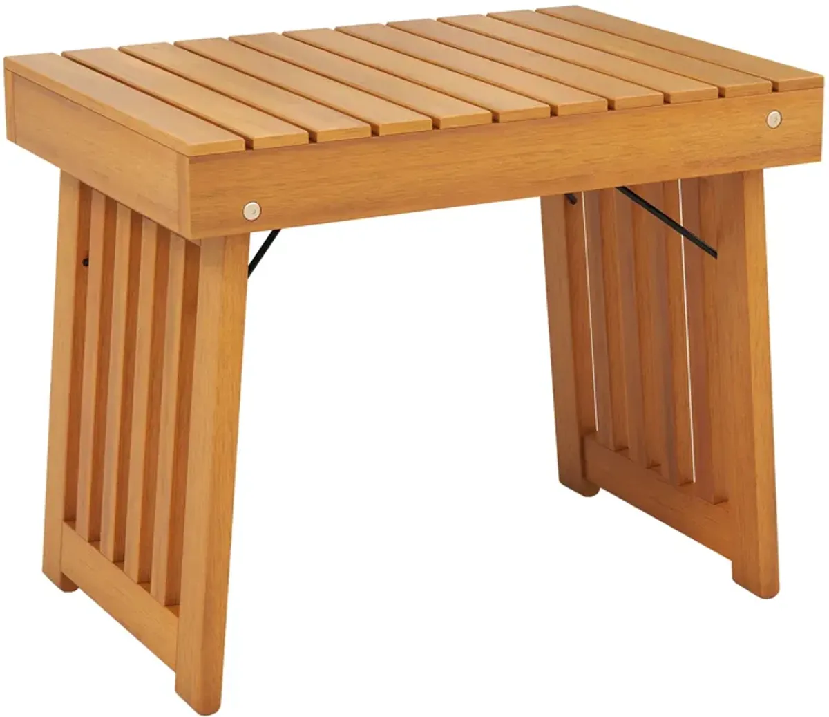 Patio Foldable Side Table with Slatted Tabletop for Backyard