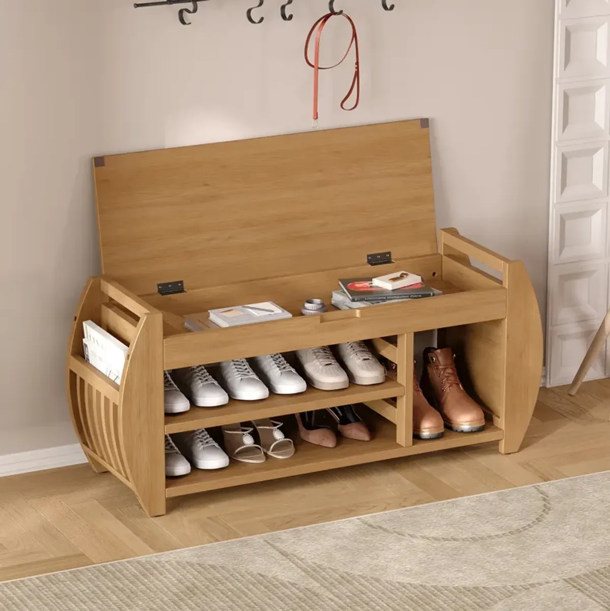 Merax Retro Shoes Storage Bench with Cushion