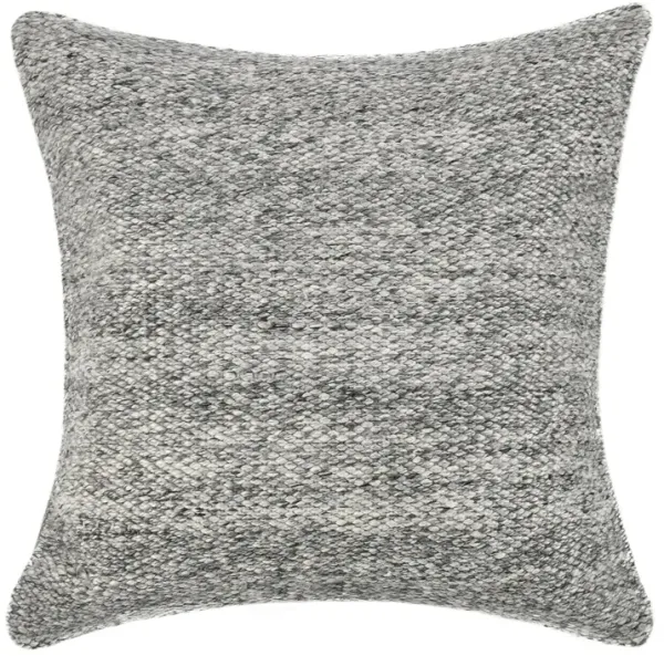 Ruff Square Accent Throw Pillow, 26 Inch, Gray Texture Recycled Fabric - Benzara