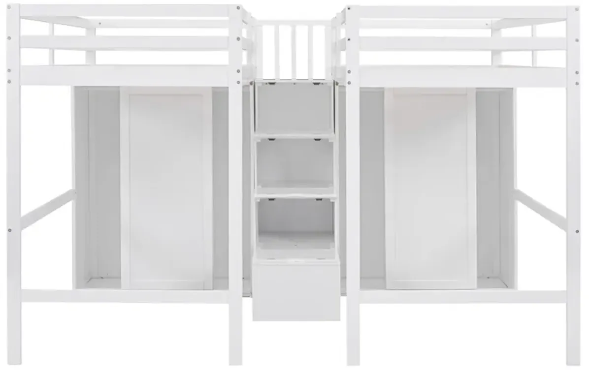 Merax Double Loft Beds with Wardrobes and Staircase