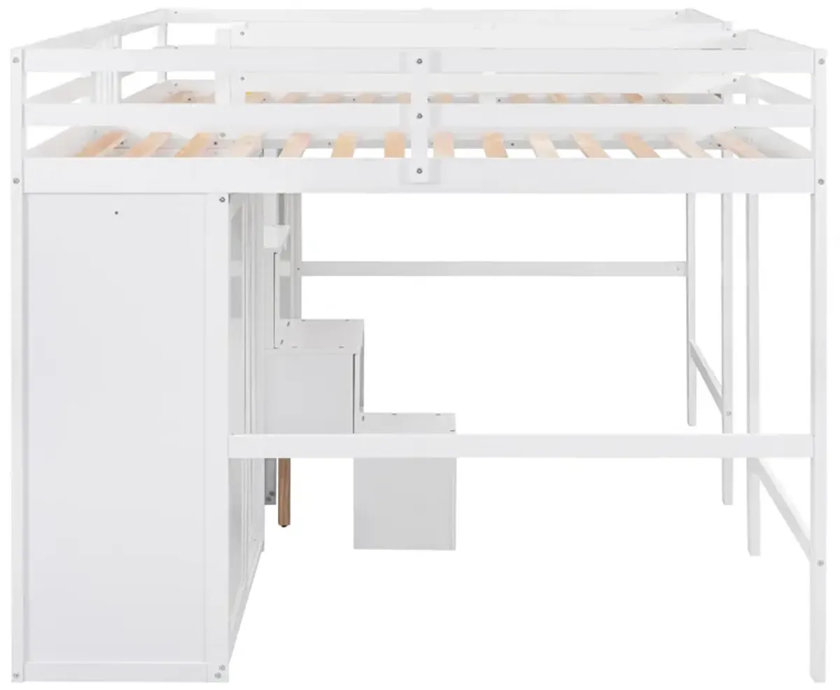 Merax Double Loft Beds with Wardrobes and Staircase