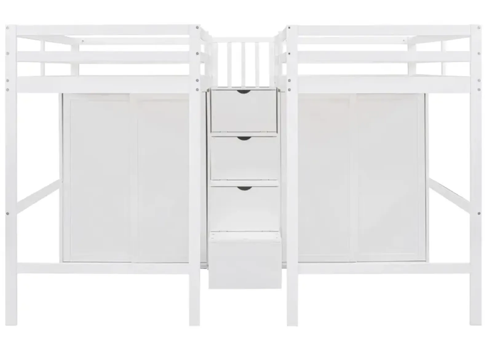 Merax Double Loft Beds with Wardrobes and Staircase