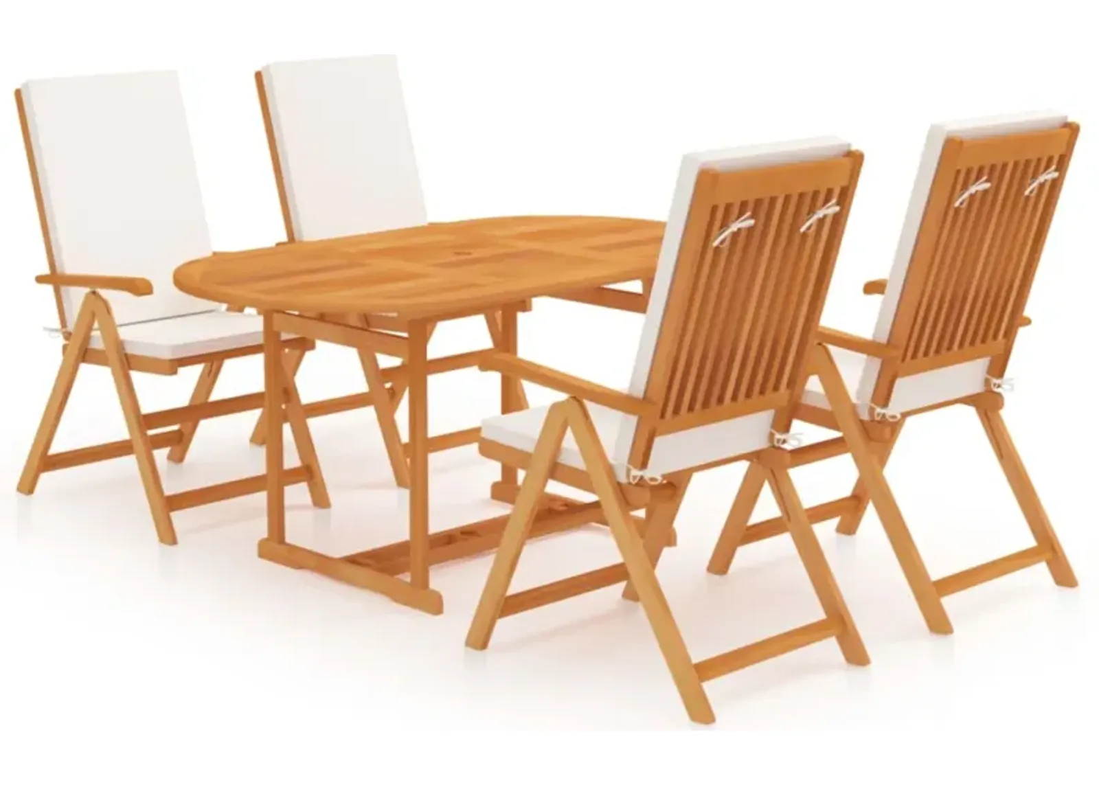 vidaXL 5 Piece Garden Dining Set with Cushions Solid Teak Wood