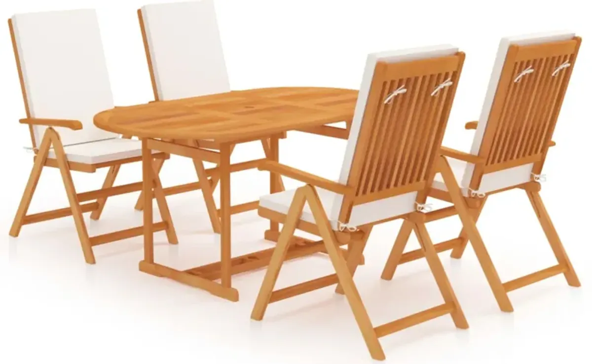 vidaXL 5 Piece Garden Dining Set with Cushions Solid Teak Wood