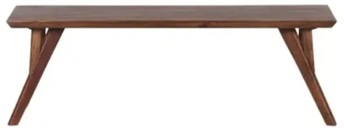 Porter Designs Portola Solid Acacia Wood Dining Bench, Brown