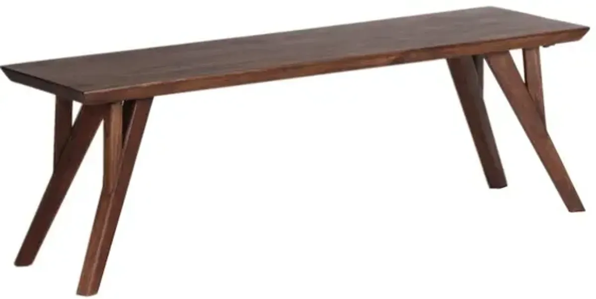 Porter Designs Portola Solid Acacia Wood Dining Bench, Brown