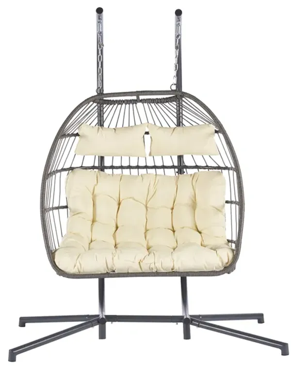 Streamdale 2 Person Outdoor Rattan Hanging Chair Patio Wicker Egg Chair