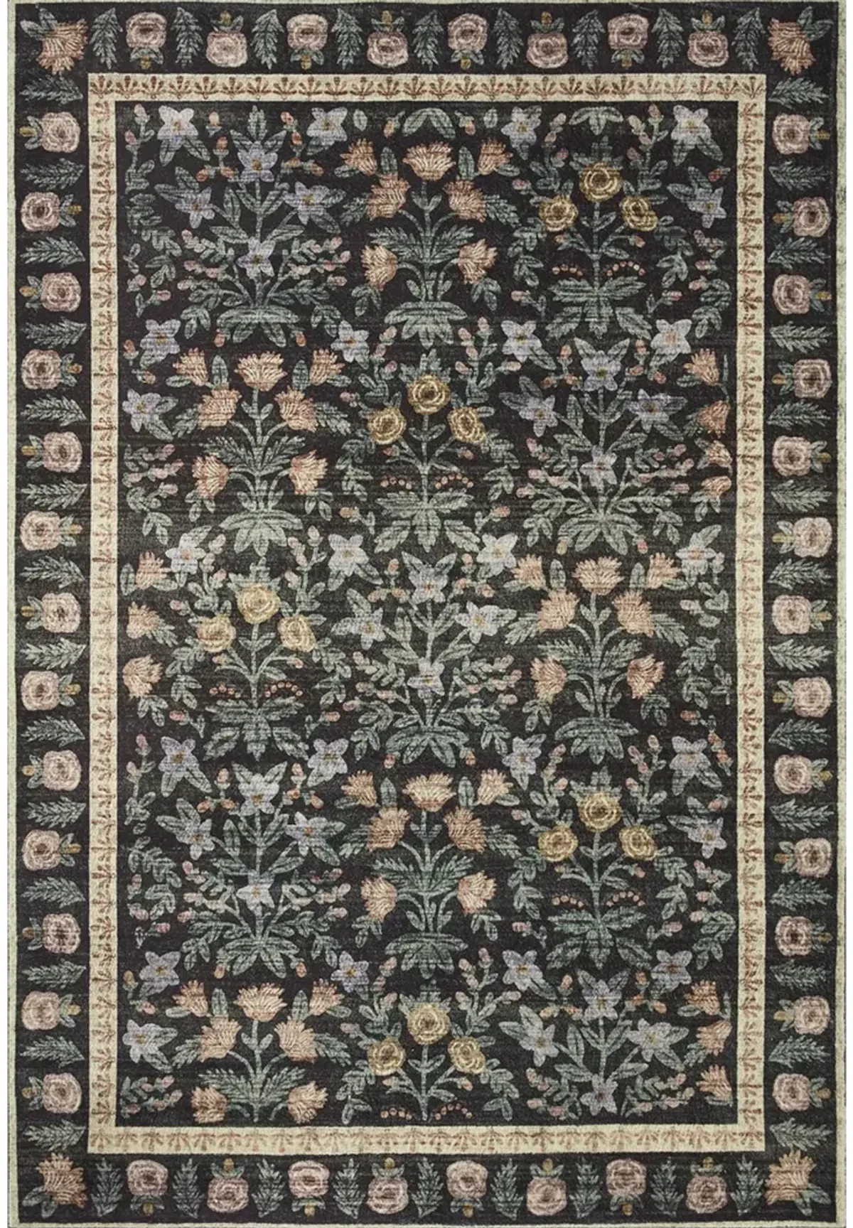 Eden Mughal Garden Black 2'6" x 7'6" Runner Rug