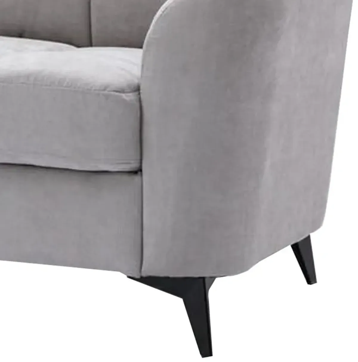 Odin Tufted Cushions, Light Gray Linen Fabric Upholstery-Benzara