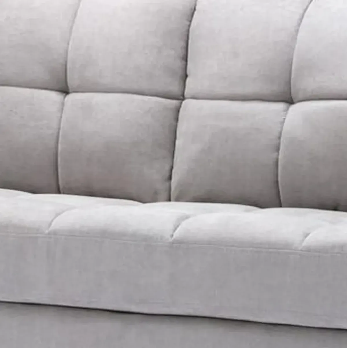 Odin Tufted Cushions, Light Gray Linen Fabric Upholstery-Benzara