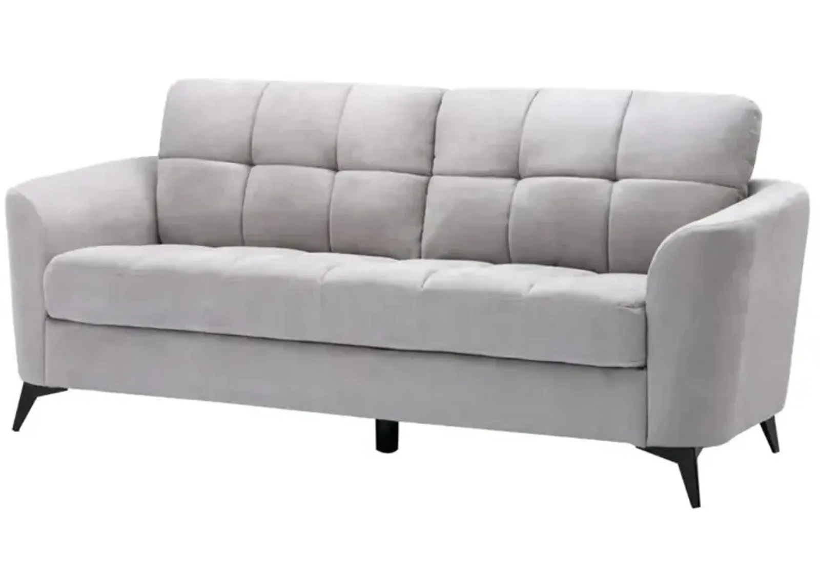 Odin Tufted Cushions, Light Gray Linen Fabric Upholstery-Benzara