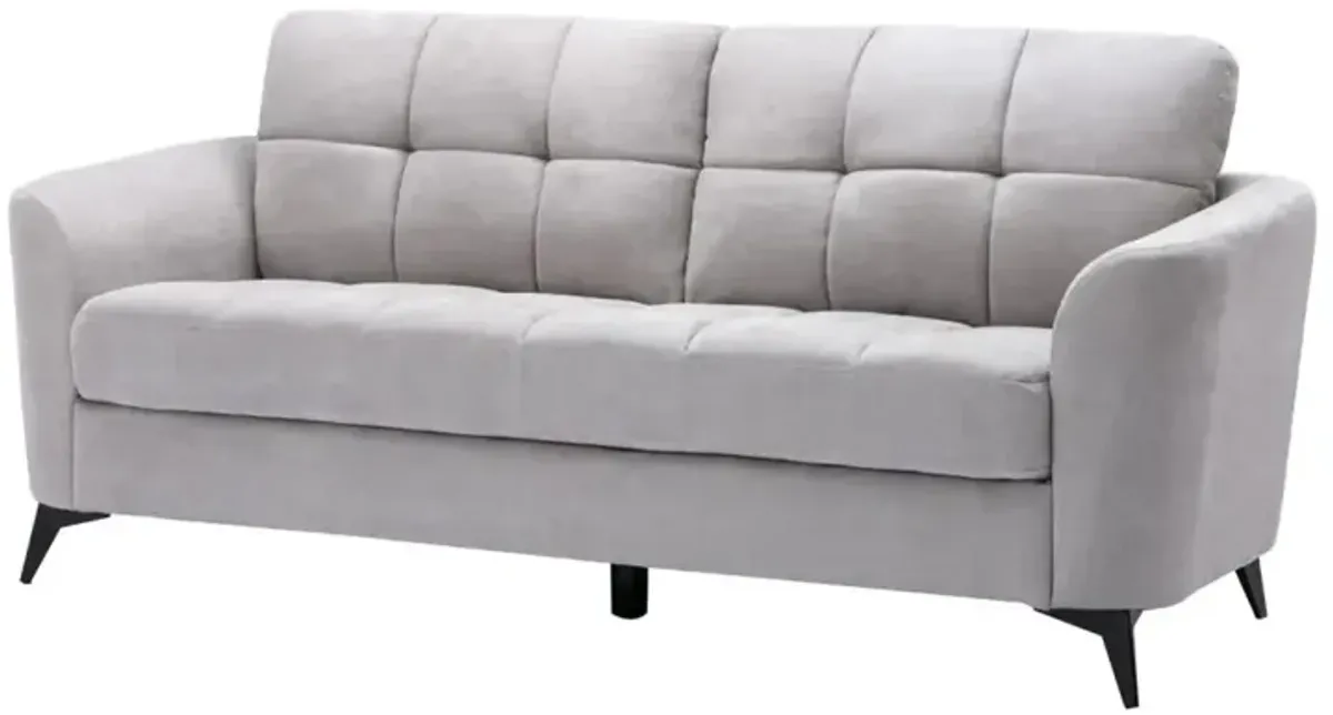 Odin Tufted Cushions, Light Gray Linen Fabric Upholstery-Benzara