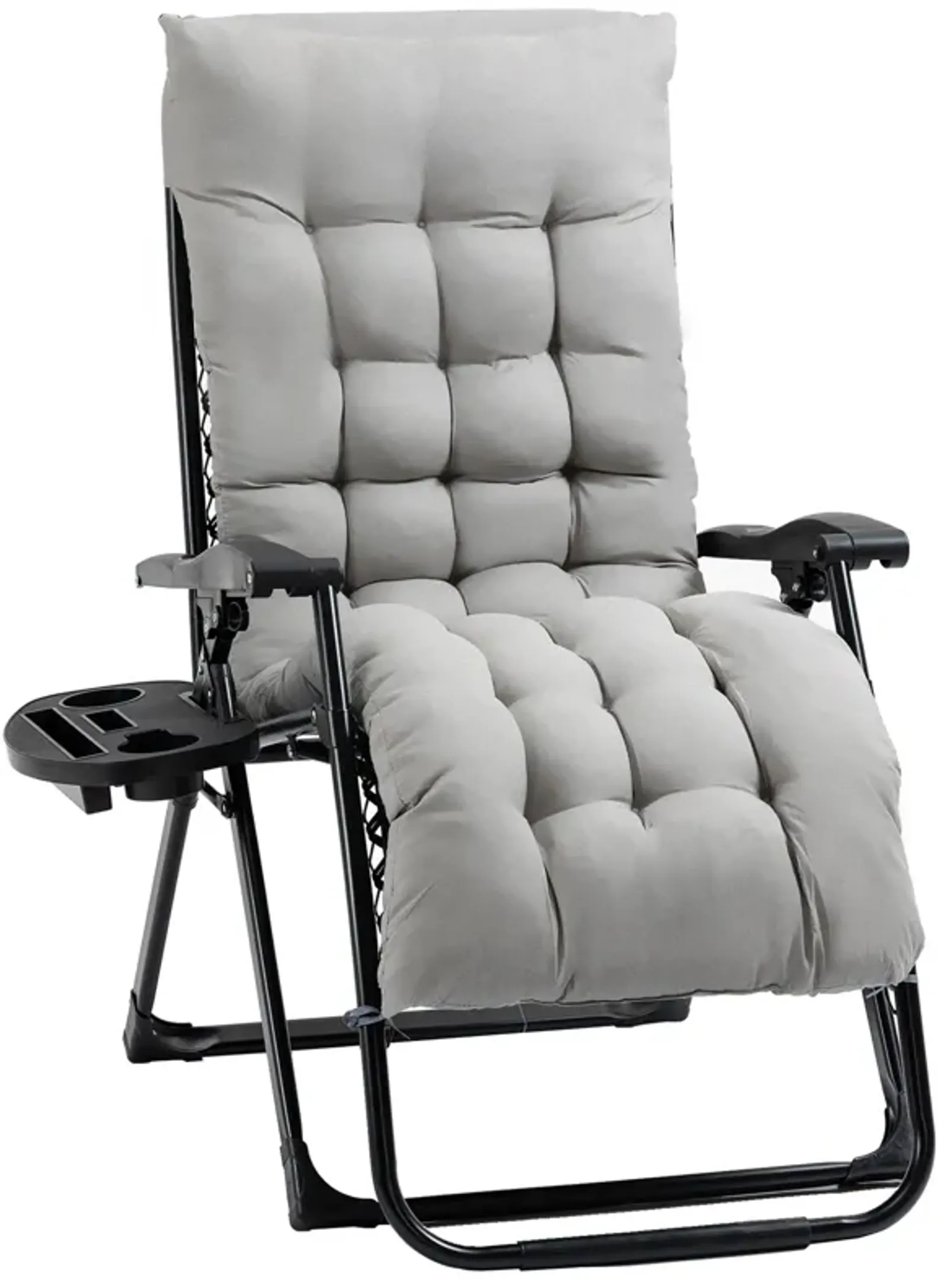 Outdoor Relaxer: Reclining Chair with Cup Holder and Cushion