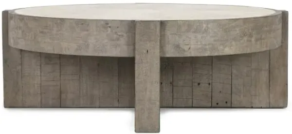 Kosas Home Sonoma 52 Round Reclaimed Pine Coffee Table in Distressed Gray