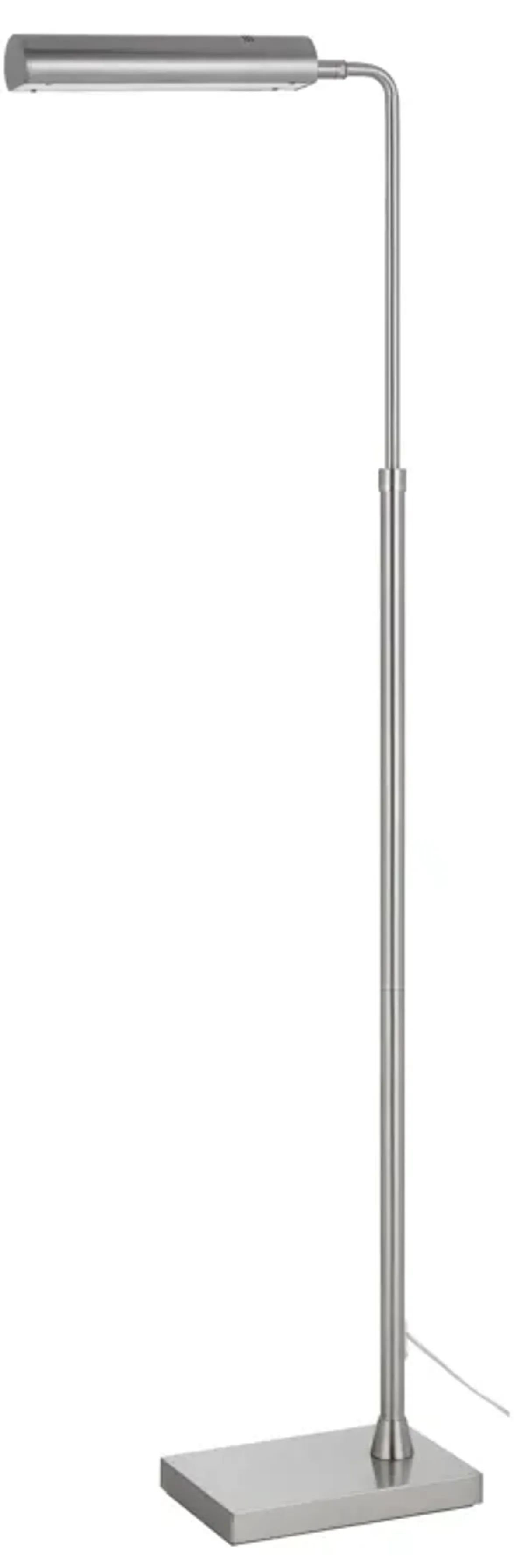 Kime 44-58 Inch Floor Lamp, Adjustable Height, LED, Brushed Steel Finish - Benzara