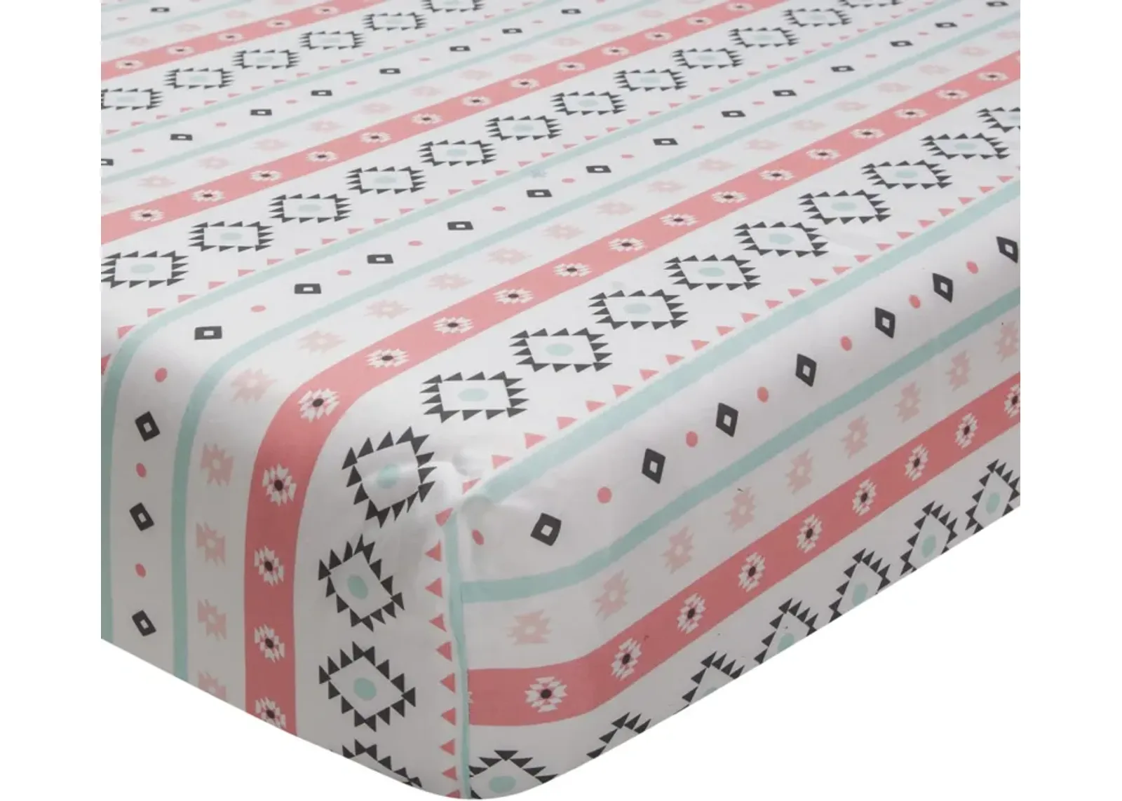 Lambs & Ivy Little Spirit Cotton Fitted Crib Sheet - White, Coral, Modern